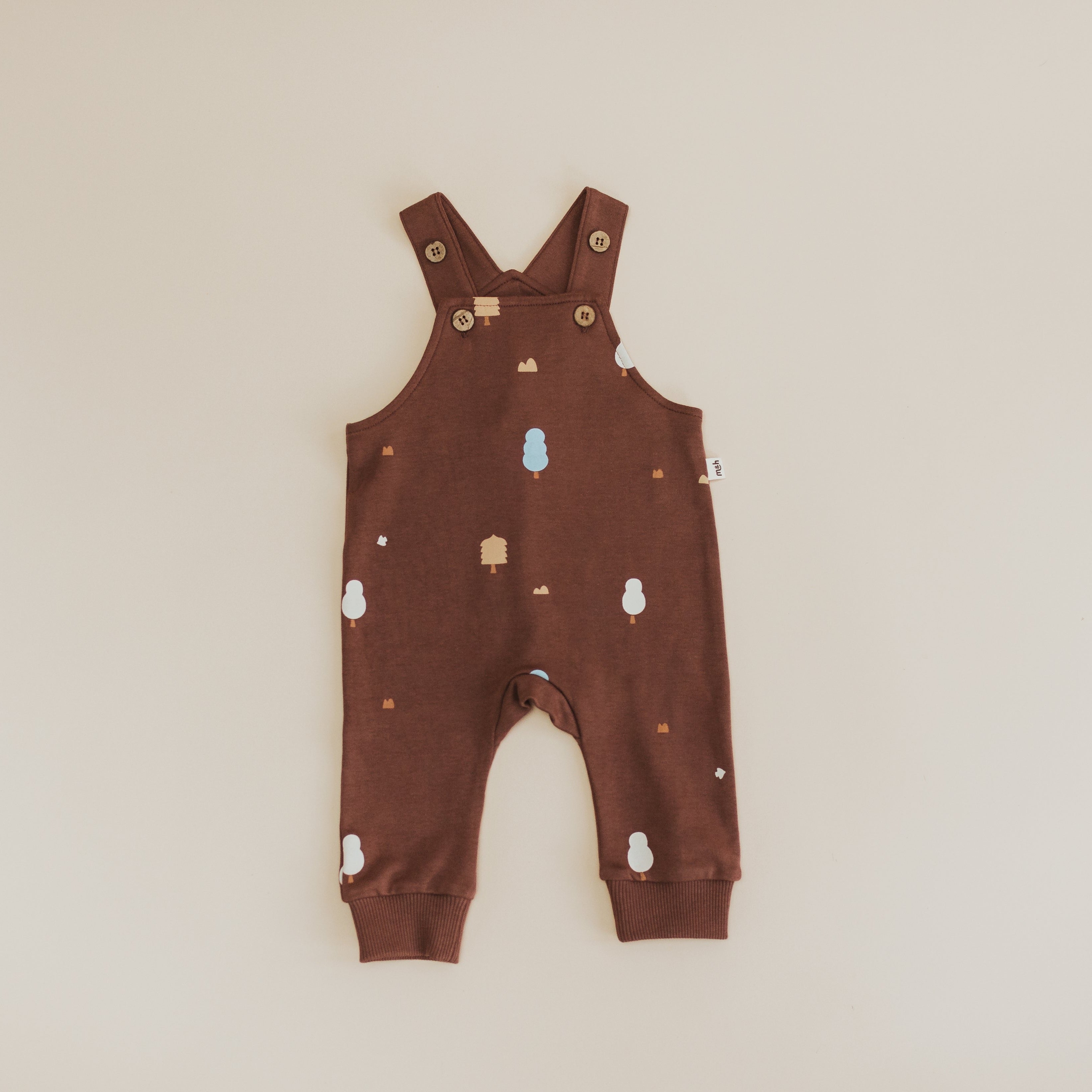 Organic Cotton Unisex Baby Dungarees - Raisin Trees Print – Mini & Humble